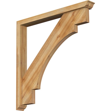 Merced Traditional Rough Sawn Bracket W/ Offset Brace, Western Red Cedar, 4W X 36D X 36H